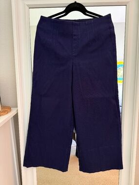 SPANX® Stretch Twill Cropped Wide Leg Pant in Blue - Size L